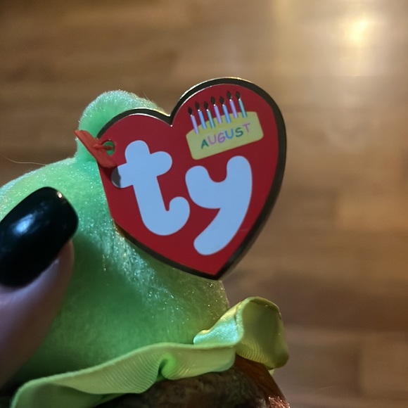 2001 RETIRED TY BEANIE BABY~AUGUST THE PERIDOT HAPPY BIRTHDAY TEDDY BEAR 8"~NEW - Picture 9 of 12